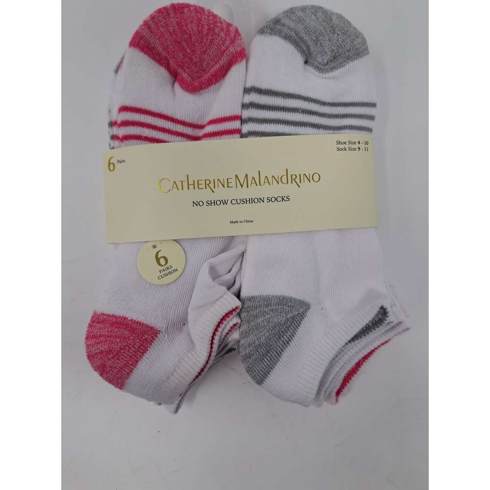 Catherine Malandrino Womens No Show Cushion White Socks 6pk Shoe Size 4-10